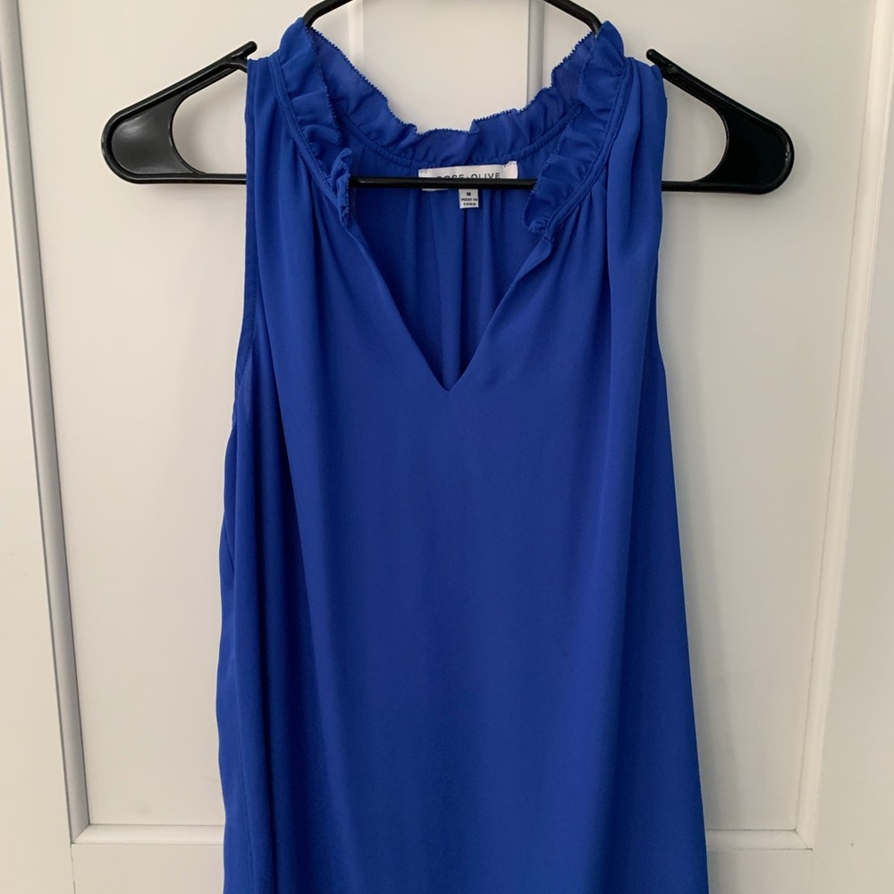 Cobalt blue sleeveless top.